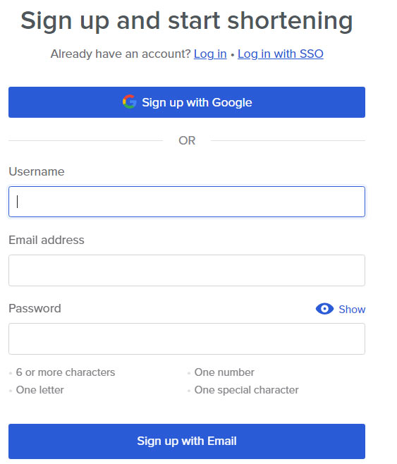 Sign-Up-Bitly-account-with-Google-or-SSo